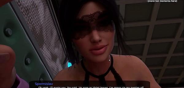  Hot blackhaired babe stepsister with a big ass and nice sexy huge tits is jerking off a big cock and gets her wet horny pussy licked l My sexiest gameplay moments l Milfy City l Part 36